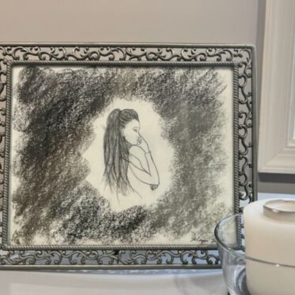 Homemade Sketch Woman Thinking Size is Buyers Choice - Picture 2 of 4